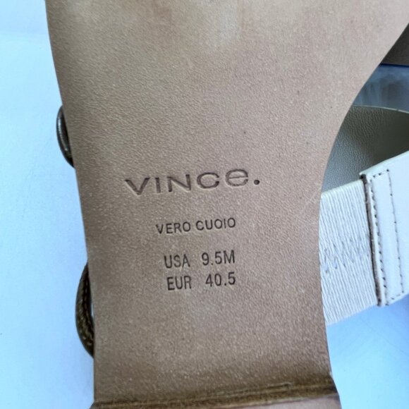 Vince Dylan Leather Flat Sandals Size 9.5M Beige Asymmetrical Slide Shoes - Picture 16 of 16